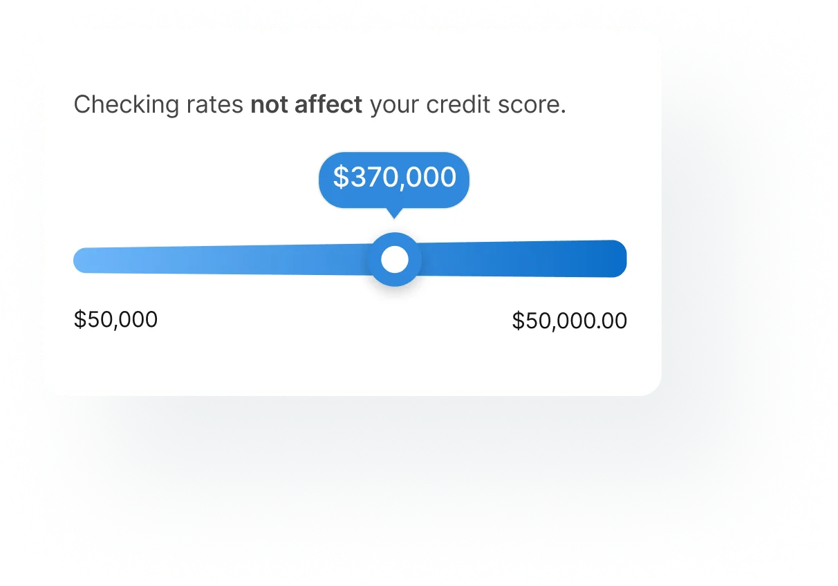 Rate check: $370,000 selected between $50,000 and $50,000.00 – checking rates does not affect your credit score